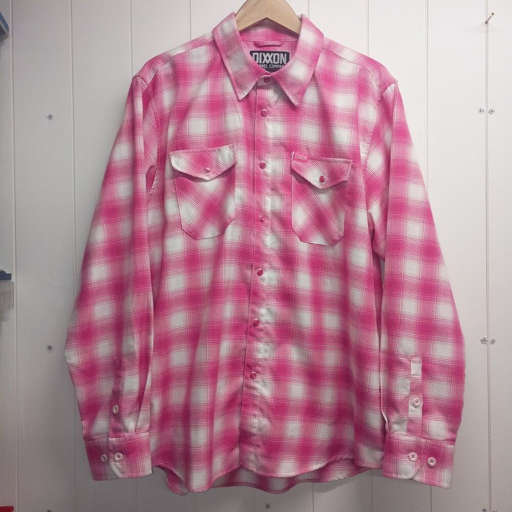 Dixxon Flannel Co The Ribbon Plaid Shirt Men’s XL Pink Button-Up Breast Cancer